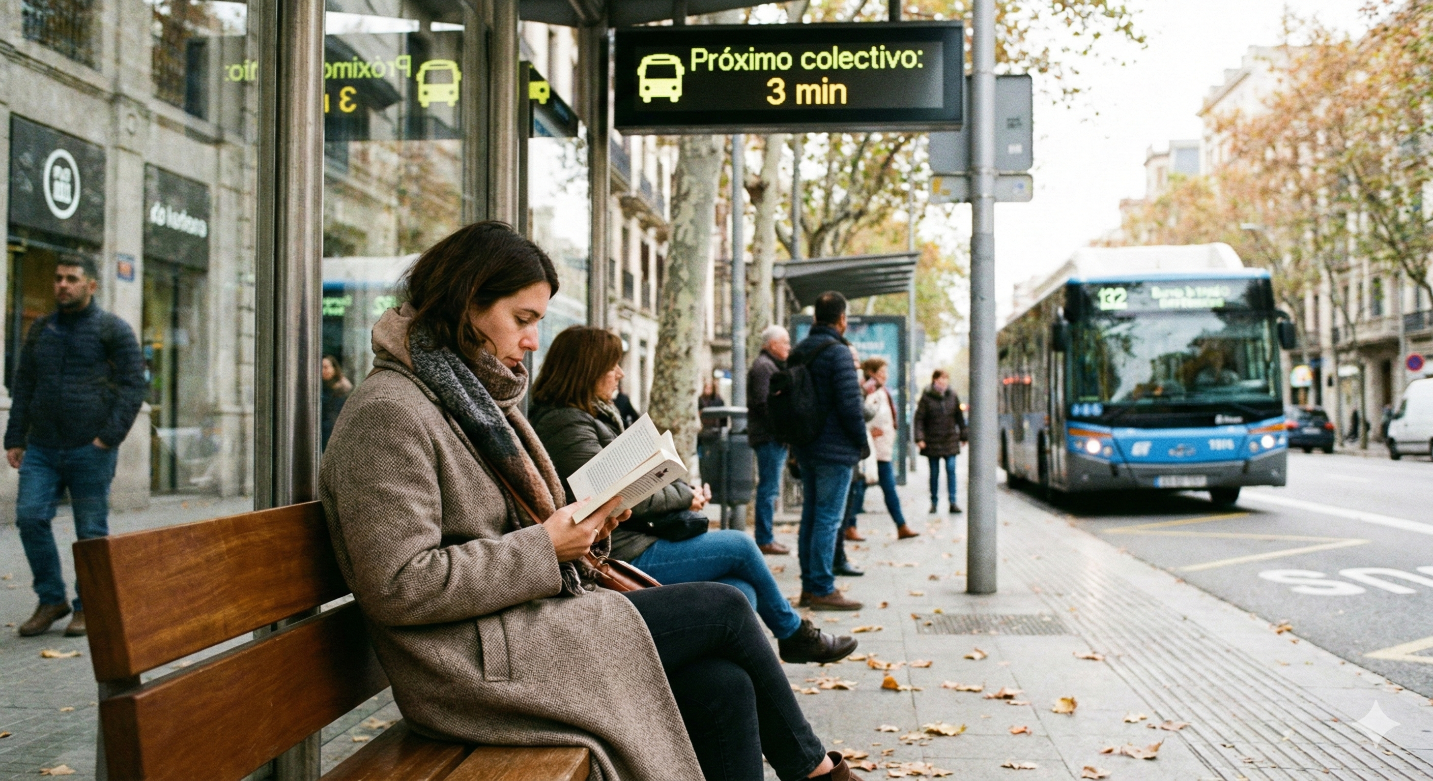 Persona esperando el transporte público